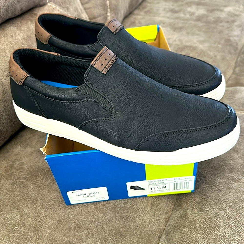 Nunn Bush City Walk Men's Slip On Black Casual Shoes New in Box Size 11 1/2